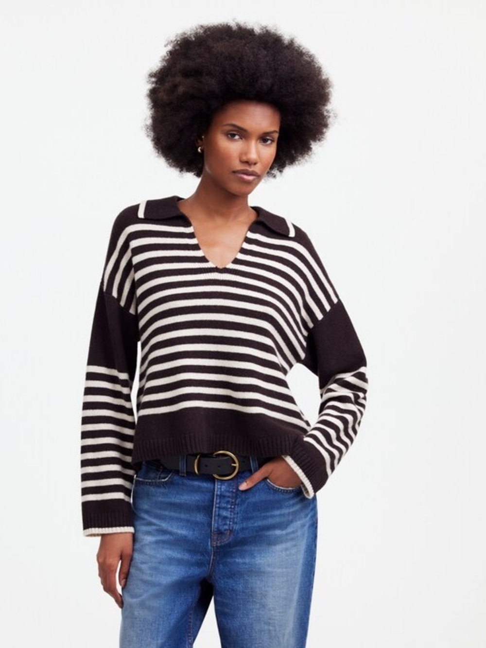 Madewell Cashmere-Wool Blend Polo Sweater